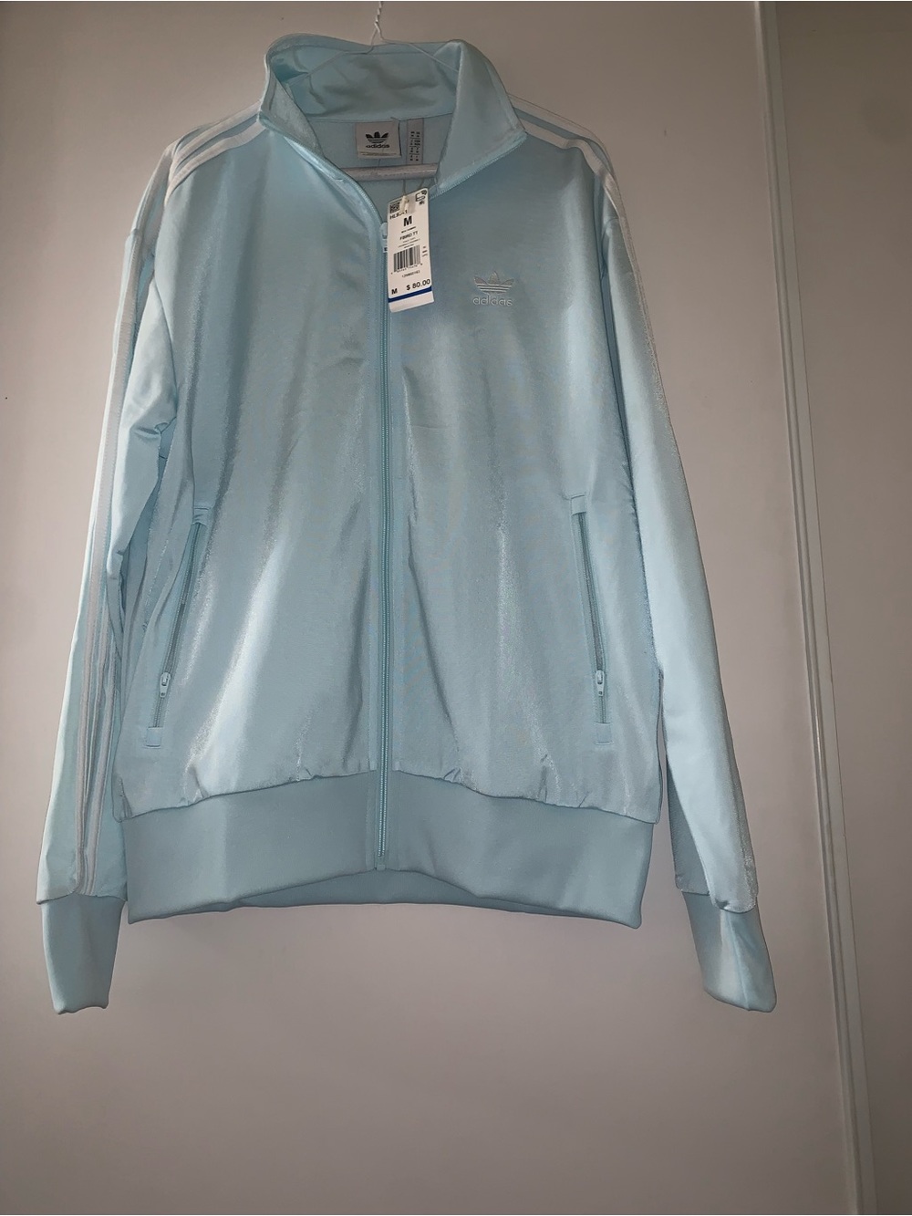 adidas Women’s Light Blue Bomber-Style Track Jacket
